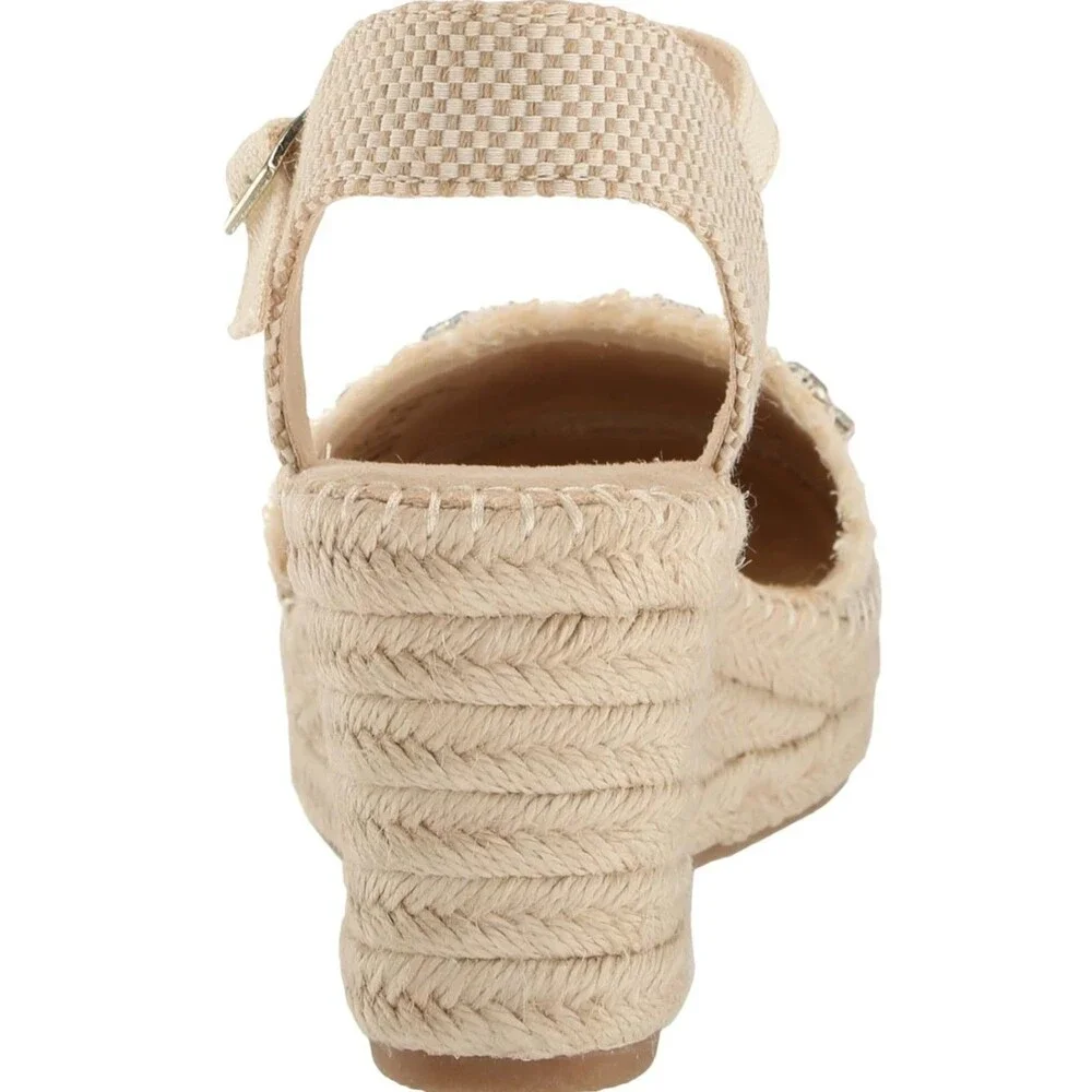 Anne Klein Women's Sandals Crystal Espadrille Wedge Size 10 closed toe New - Picture 4 of 7